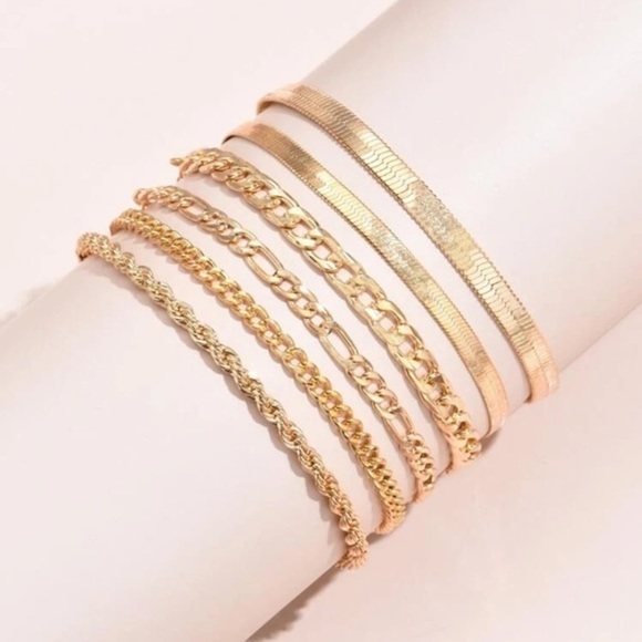 6pcs gold plated chain bracelets - Picture 3 of 5